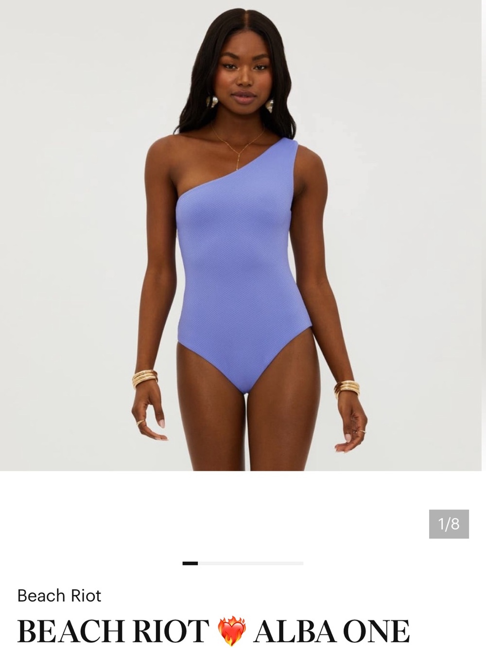 Beach Riot Lavender Textured One-Piece Swimsuit, size S and M - Picture 2 of 8